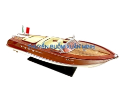 Mô Hình Tàu Cano Đua Sang Trọng Riva Aquarama | Gỗ Tự Nhiên | Thân 67cm (Sofa Kem)