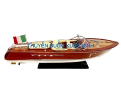 Mô Hình Tàu Cano Đua Sang Trọng Riva Aquarama | Gỗ Tự Nhiên | Thân 67cm (Sofa Kem)