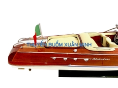 Mô Hình Tàu Cano Đua Sang Trọng Riva Aquarama | Gỗ Tự Nhiên | Thân 67cm (Sofa Kem)