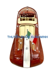 Mô Hình Tàu Cano Đua Sang Trọng Riva Aquarama | Gỗ Tự Nhiên | Thân 67cm (Sofa Kem)