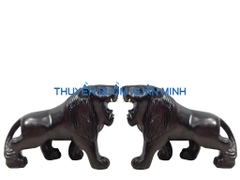 Cặp Tượng Sư Tử Gỗ Phong Thuỷ L1 | Gỗ Tràm nguyên khối | Size Trung
