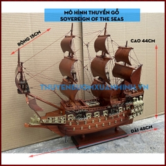 [Buồm Gỗ] Mô Hình Thuyền Chiến Hạm Hoàng Gia Sovereign Of The Seas - Thuyền chiến cổ nước Anh - chuẩn Xuất Khẩu - Gỗ Căm Xe - Dài 48cm