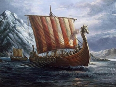 Mô Hình Thuyền Cổ Viking -  Gỗ Tự Nhiên - Dài 40cm