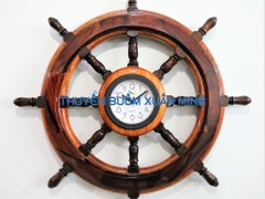Mô Hình Bánh Lái Tàu Gỗ Đồng Hồ Treo Tường | Gỗ Cẩm Lai | Đường Kính 40cm