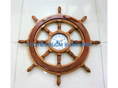 Mô Hình Bánh Lái Tàu Gỗ Đồng Hồ Treo Tường | Gỗ Cẩm Lai | Đường Kính 60cm