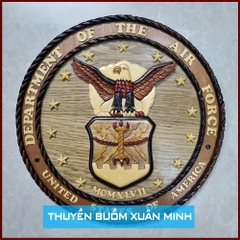 Logo Không Lực Hoa Kỳ - Tranh Gỗ Ghép Treo Tường - Ø 30cm - Gỗ tự nhiên