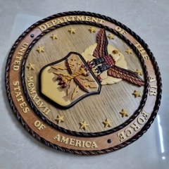 Logo Không Lực Hoa Kỳ - Tranh Gỗ Ghép Treo Tường - Ø 30cm - Gỗ tự nhiên