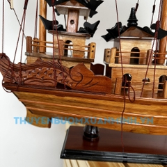Mô hình thuyền buồm gỗ - Mô hình thuyền Rồng Hạ Long - Gỗ Tràm - Chiều dài 60cm