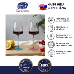 Ly Rượu Vang Bohemia 500ml Pha Lê Tiệp – Xanh & Hồng Cao Cấp