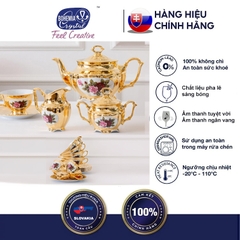 Bộ bình trà sứ họa tiết mạ vàng 24k Tiệp khắc