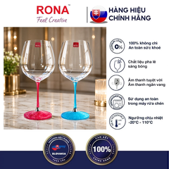 Ly Rượu Vang Pha Lê RONA Magnum Burgundy 650ml Chân Kim Cương 3D