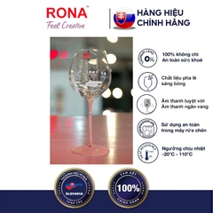 Ly rượu vang đỏ pha lê 650 ml chân màu hồng đính đá kim cương nhân tạo tiệp khắc.