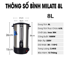 Bình Đun Nước Nóng  Milate (8L,10L,12L,16L,20L)