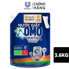 Nước Giặt OMO Matic Cửa Trước Bền Màu Lựu Tre Túi 3.6Kg