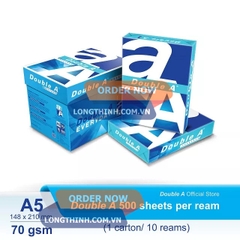 Thùng 10 ream giấy A5 Double A 70gsm