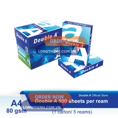 Thùng 5 ream giấy A4 Double A 80gsm