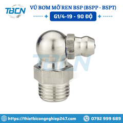 Vú Bơm Mỡ Ren BSP G1/4 Nghiêng 90 Độ