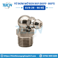 Vú Bơm Mỡ Ren BSP G1/8 Nghiêng 90 Độ