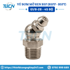 Vú Bơm Mỡ Ren BSP G1/8 Nghiêng 45 Độ