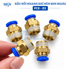 Đầu Nối Nhanh Khí Nén Thẳng Ống 8mm Ren Ngoài