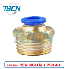 Đầu Nối Nhanh Khí Nén Ren Ngoài PC8-04