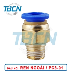 Đầu Nối Nhanh Khí Nén Ren Ngoài PC8-01