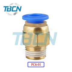 Đầu Nối Nhanh Khí Nén Ren Ngoài PC6-01