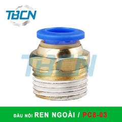 Đầu Nối Nhanh Khí Nén Ren Ngoài PC8-03