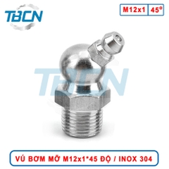 Vú Bơm Mỡ Góc 45 Độ M12x1 Inox 304