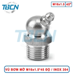 Vú Bơm Mỡ Góc 45 Độ M16x1.5 Inox 304