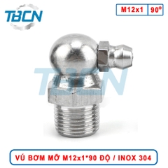 Vú Bơm Mỡ Góc 90 Độ M12x1 Inox 304