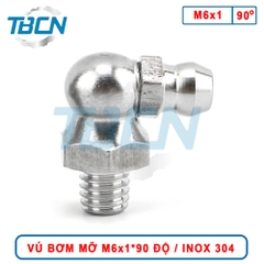 Vú Bơm Mỡ Góc 90 Độ M6x1 Inox 304