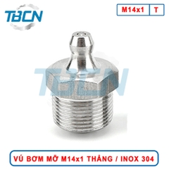 Vú Bơm Mỡ Thẳng Inox 304 M14x1