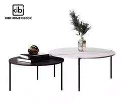 Bàn trà đôi tròn mặt đá cao cấp KB01