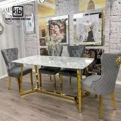 Bàn ăn hình chữ nhật mặt đá cao cấp KB01