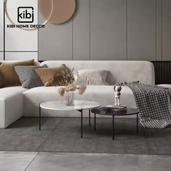 Bàn trà đôi tròn mặt đá cao cấp KB01