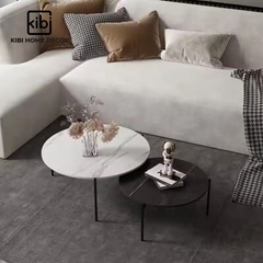 Bàn trà đôi tròn mặt đá cao cấp KB01