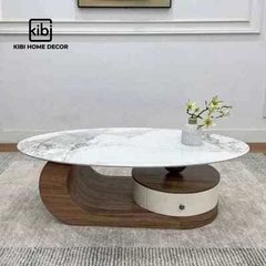 Bàn trà sofa thông minh elip mặt đá STYLE