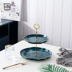 KHAY GỐM ĐỰNG TRÁI CÂY 2 TẦNG KM04