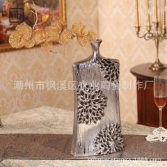 BÌNH GỐM TRÁNG BẠC HOA NỔI BG04