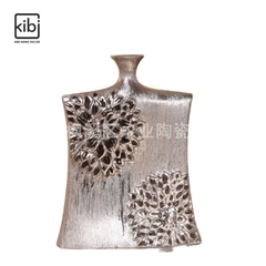 BÌNH GỐM TRÁNG BẠC HOA NỔI BG04