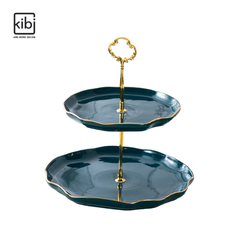 KHAY GỐM ĐỰNG TRÁI CÂY 2 TẦNG KM04