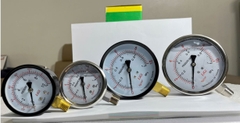 Đồng hồ đo áp suất có dầu mặt 100 (mm) chân đứng LIGI gồm các dải đo ( 0-1) đến ( 0-400) kg/cm2