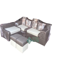 Sofa góc nỉ cao cấp xám pha trắng