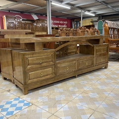 Kệ ti vi gỗ Veneer kiểu nhật vòm cong