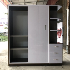 Tủ áo nhựa cánh lùa có ô trang trí