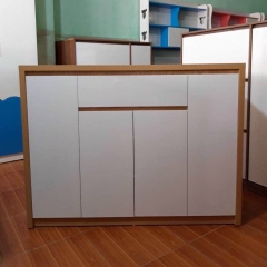 Tủ giày gỗ công nghiệp 1m cánh trắng viền vàng