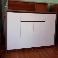 Tủ giày gỗ công nghiệp 1m cánh trắng viền óc chó