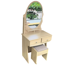 Bàn trang điểm Simily vân sồi trắng gương bầu dục 0.6m 1414