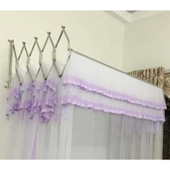 Màn khung xếp zen trắng viền tím + khung